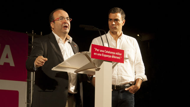 Miquel Iceta y Pedro Sánchez, en un acto. Fuente: eldiario.es Foto: Xavier Puig